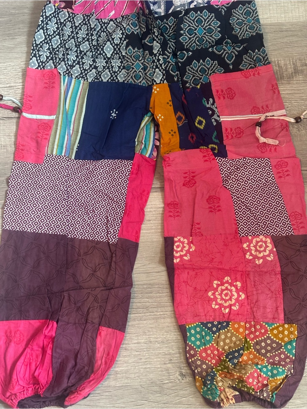 Ashley Taylor Pink & Yellow Patchwork Cotton Pants